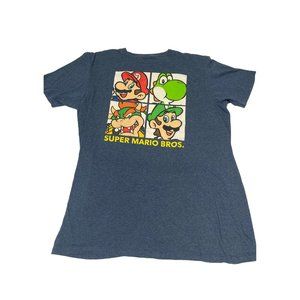 Rare Official Super Mario Bros Shirt, Blue-Grey, Large